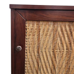 Bohemian Woven Rattan Wood Bedside Table