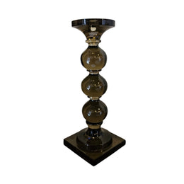 Artisan Smoke Glass Tiered Pillar Candle Stand