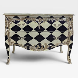 Bold Harlequin Monochrome Baroque Style Chest of Drawers