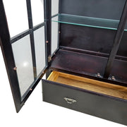 Heritage Style Dark Espresso Glaze Wooden Glass Display Cabinet