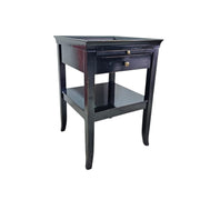 Classic Midnight Black Nightstand with Brass Accents