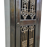 Indian Style Dark Wood and Iron Grill Tall Bar Cabinet