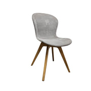 Bo Concept Mid-Century Style Grey Fabric Dining Chair with Wooden Base