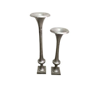 Contemporary Cast Aluminium Fluted Trumpet Pedestal Stand