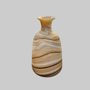 Swirling Alabaster Style Art Glass Brown Agate Swirl Vase