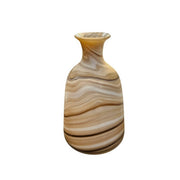 Swirling Alabaster Style Art Glass Brown Agate Swirl Vase