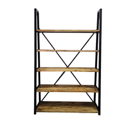 Industrial Mango Wood & Iron 5-Tier Shelving Unit