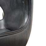 Arne Jacobsen Style Black Leather Egg Swivel Lounge Chair