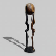Symbolic Vintage Two-Tone Hand Carved Wooden African Unity Sculpture