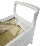 Charming Weathered White Lloyd Loom Bench with Floral Seat