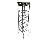 Wrought Iron Freestanding Wine Rack Tower with Wooden Top