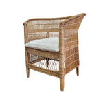Woven Brown Rattan High Curved Back Accent Armchair