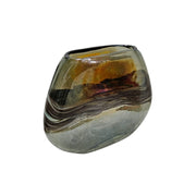 Hand Blown Art Glass Earth Toned Abstract Swirl Squat Vase