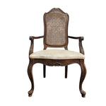 Extravagant French Provincial Extendable Wooden Dining Table and Rattan Chair Set