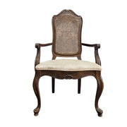 Extravagant French Provincial Extendable Wooden Dining Table and Rattan Chair Set