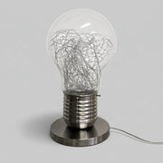 KARE Contemporary Oversized Silver Wire Glass Light Bulb Table Lamp