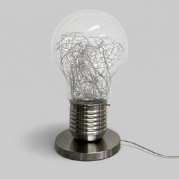 KARE Contemporary Oversized Silver Wire Glass Light Bulb Table Lamp