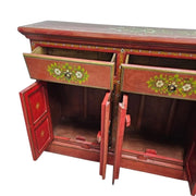 Hand-Painted Terracotta Floral Sideboard