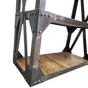 Industrial Iron & Solid Wood 4-Tier Bookshelf