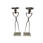 Home Center Retro Silver Twisted Metal Candlestick Stand