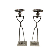 Home Center Retro Silver Twisted Metal Candlestick Stand