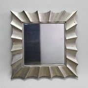 Contemporary Scalloped Champagne Silver Square Wall Mirror