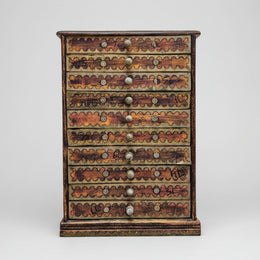 Artisanal Hand-Painted Wooden 10-Drawer Apothecary Jewellery Chest