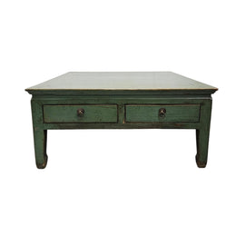 Traditional Sage Green Natural Wood Coffee Table