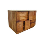Sculptural Geometric Solid Wood Multi-Level Two-Drawer Nightstand