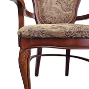Victorian Style Carved Wood Medallion Back Fabric Armchair