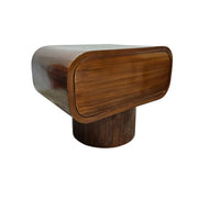 Sculptural Retro Brown Capsule Bedside Table