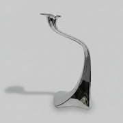Contemporary Sculptural Silver Metallic Wave Candle Holder