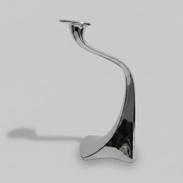 Contemporary Sculptural Silver Metallic Wave Candle Holder