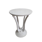 Curved Pedestal White Round Accent Table