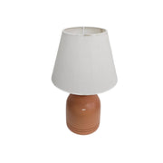 Terracotta Orange Ceramic Dome Table Lamp with Linen Shade