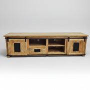 Factory Chic Reclaimed Style Mango Wood Barn Door TV Unit