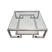 The One Two-Tier Glass & Silver Coffee Table