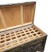 Stately Chinese Hand Carved Camphor Wood Storage Trunk