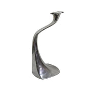 Contemporary Sculptural Silver Metallic Wave Candle Holder