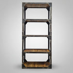 Industrial Iron & Solid Wood 4-Tier Bookshelf