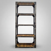 Industrial Iron & Solid Wood 4-Tier Bookshelf