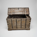 Rustic Reclaimed Wood Storage Trunk with Iron Detailing