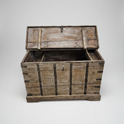 Rustic Reclaimed Wood Storage Trunk with Iron Detailing