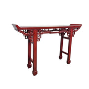 Traditional Chinese Red Lacquer Altar Style Wooden Console Table