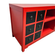 Striking Red and Black Orient-Inspired 12-Drawer Sideboard
