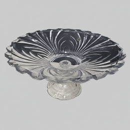Refined Japanese Style Cut Glass Pedestal Fruit Bowl