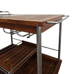 Mid-Century Modern Rolling Bar Cart with Slate Inlay