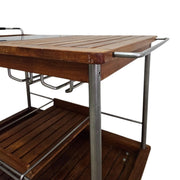 Mid-Century Modern Rolling Bar Cart with Slate Inlay