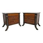Regal Empire Style Inlaid Walnut Bedside Chest