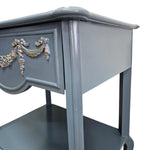 French Provincial Style Upcycled Slate Blue Wooden Side Table